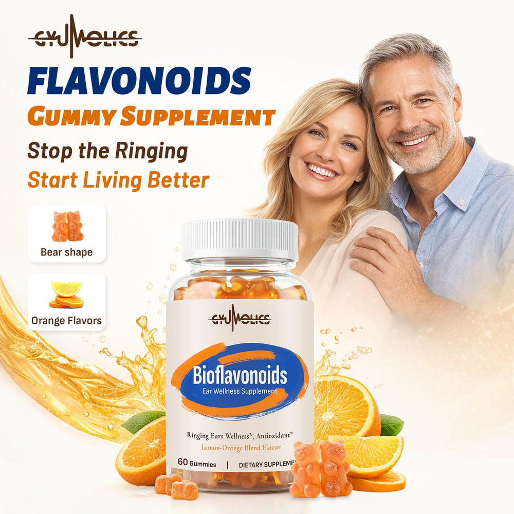 Gyumolics flavonoid gummies label detail emphasizes vegan and gluten-free quality for clean nutrition.