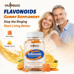Gyumolics flavonoid gummies label detail emphasizes vegan and gluten-free quality for clean nutrition.