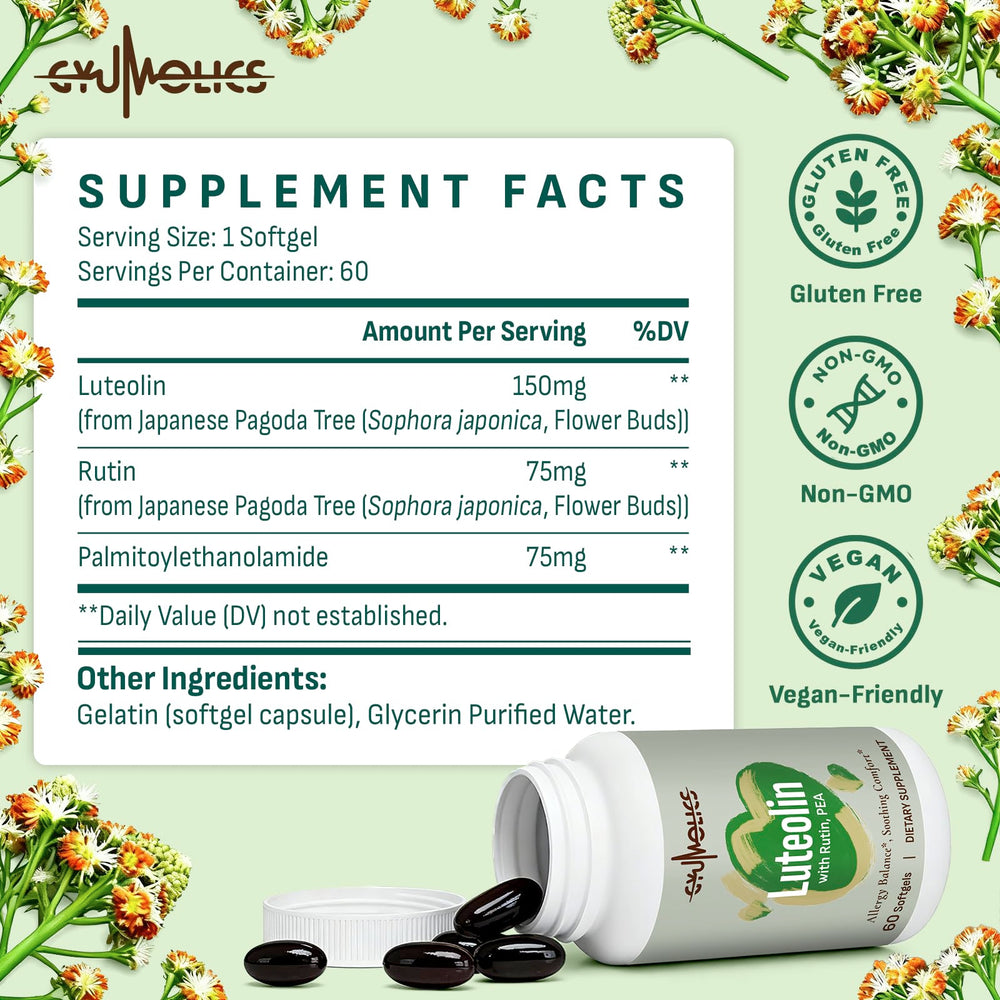 Pouring Gyumolics Luteolin Softgels bottle for daily intake routine