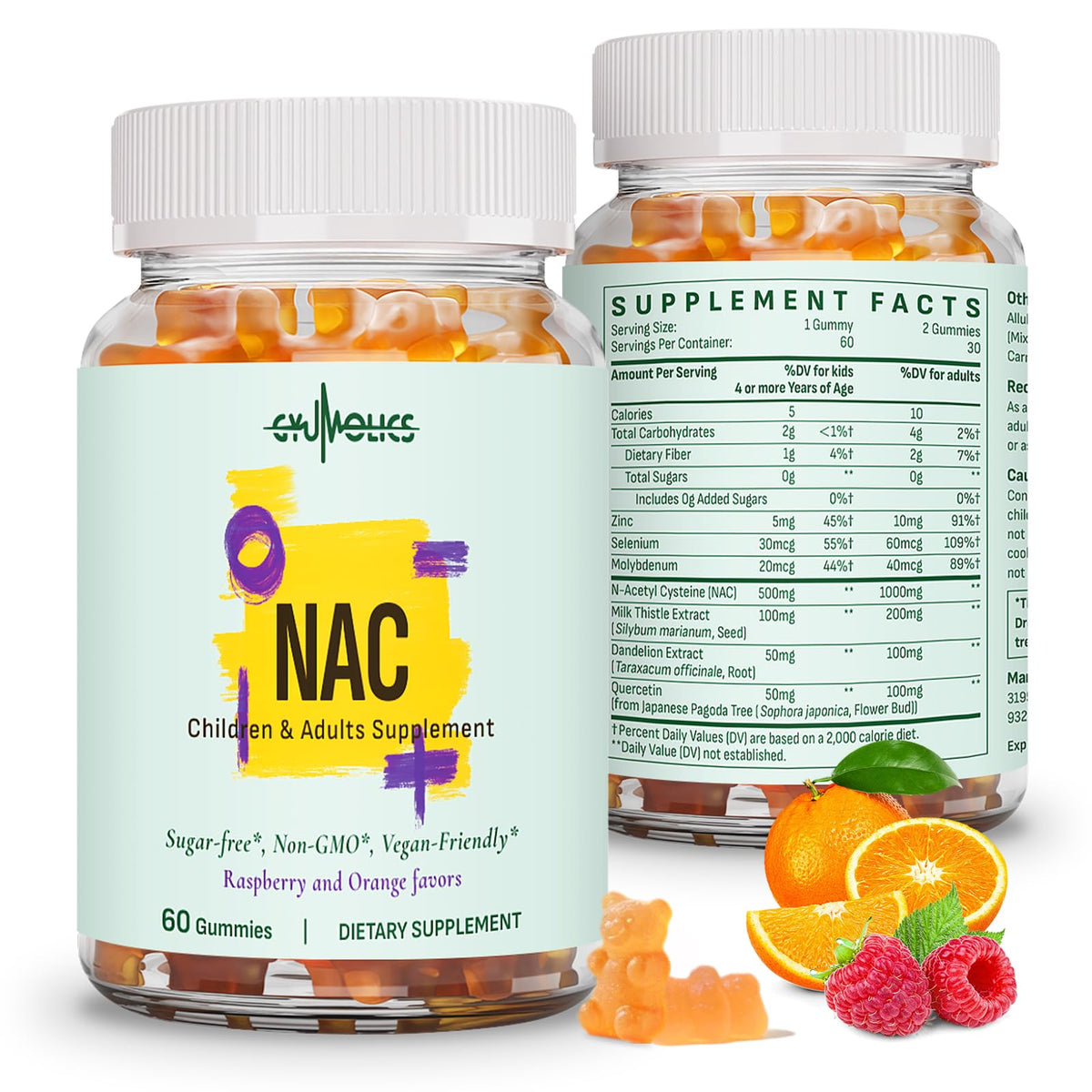 Gyumolics NAC gummy adults dosage 1000mg for daily wellness