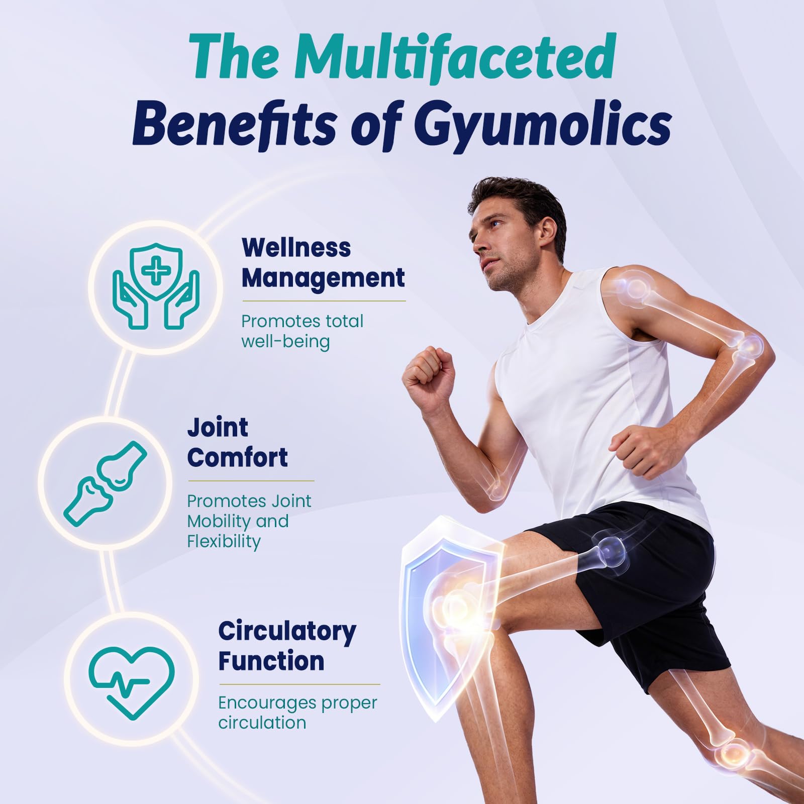 Gyumolics nattokinase ingredients chart showing multi-enzyme blend