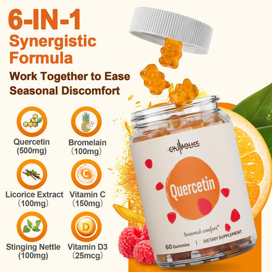 Gyumolics Quercetin for Kids bottle back showing nutrition details and ingredients