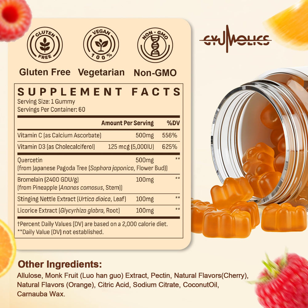 Gyumolics Quercetin for Kids packaging with vegan logo and recyclable design