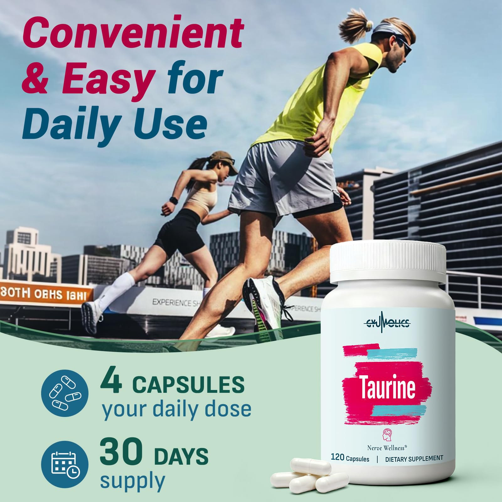 Gyumolics Taurine third-party testing seal ensuring quality.