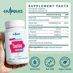 Gyumolics Taurine vegetarian capsules in a plant-based lifestyle.