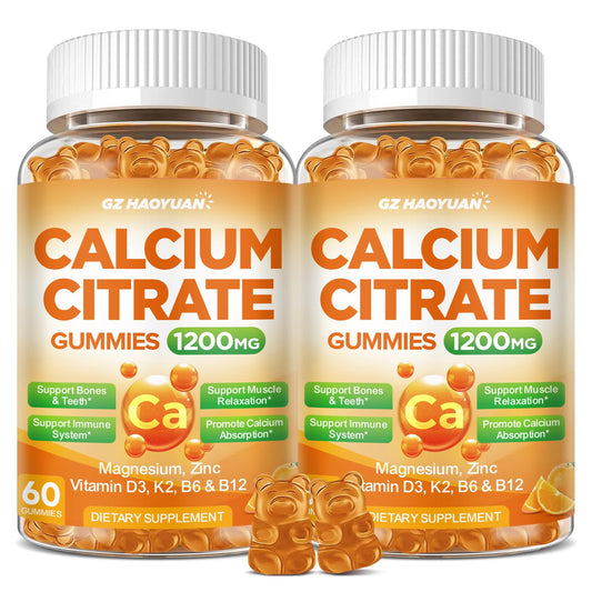 GZ HAOYUAN Calcium Citrate Gummies bottle for bone and muscle support.