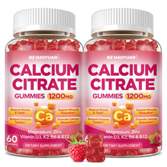 GZ HAOYUAN Calcium Citrate Gummies Raspberry Bottle for bone and immune support.
