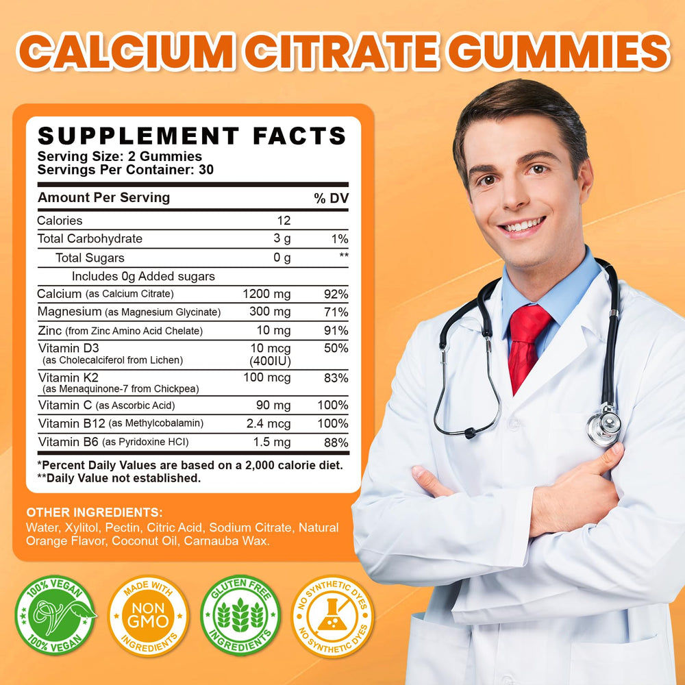 GZ HAOYUAN Calcium Citrate Gummies two gummies per day for flexible dosing.