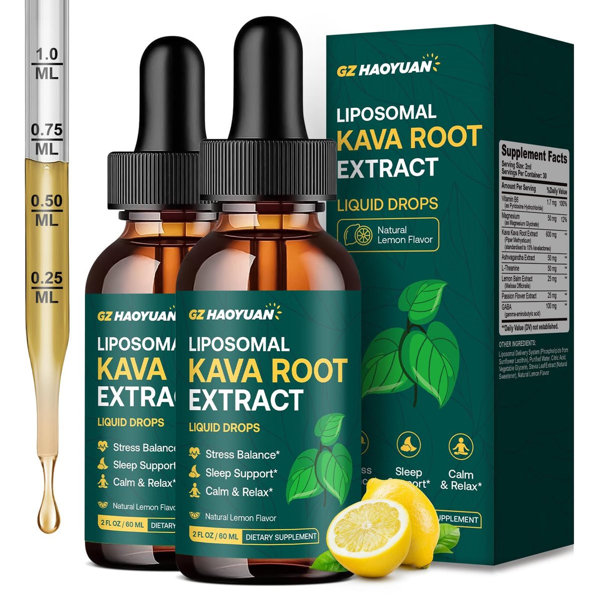 GZ HAOYUAN Kava Liquid bottle ready for evening relaxation.