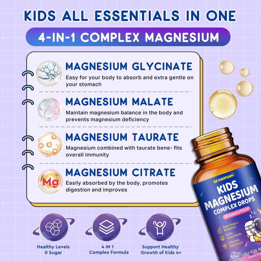 GZ HaoYuan Kids Magnesium liquid drops close-up droplets signaling dosage accuracy
