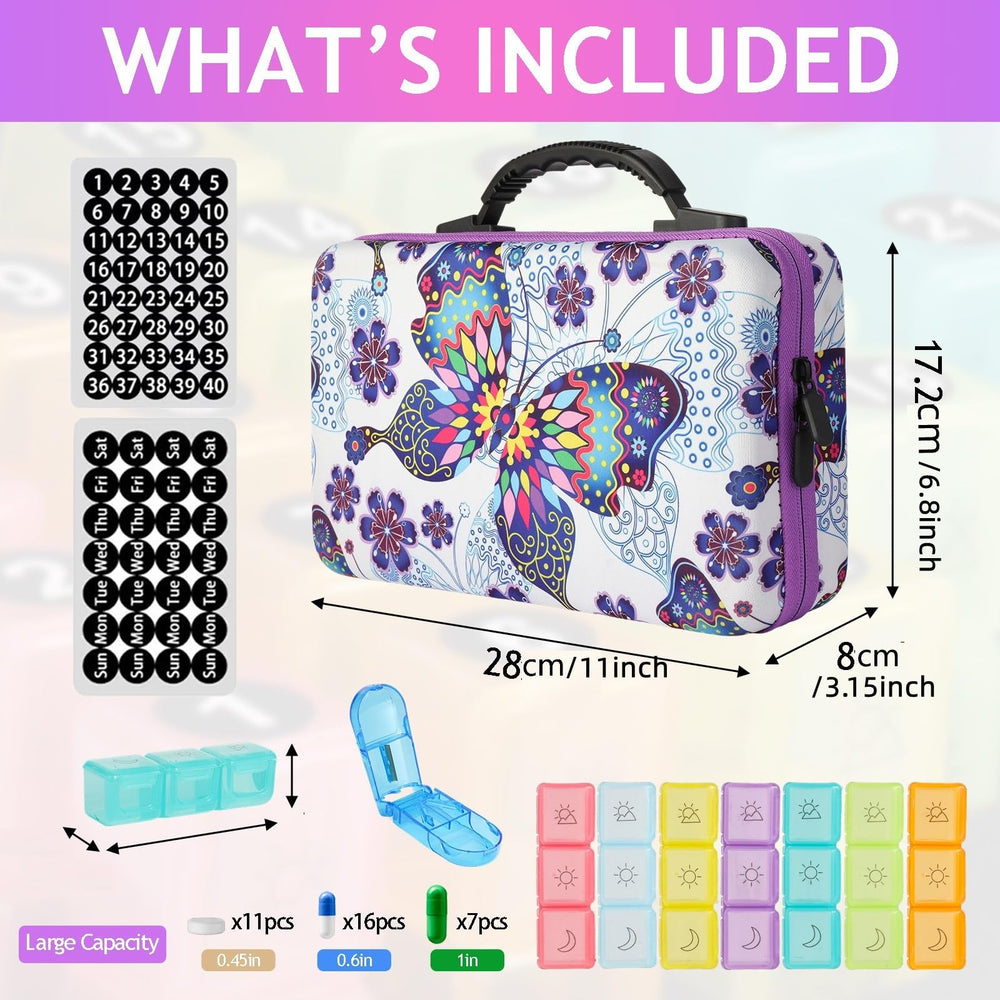 GZWENHAN box opened to reveal 31 compartments and three daily sections.