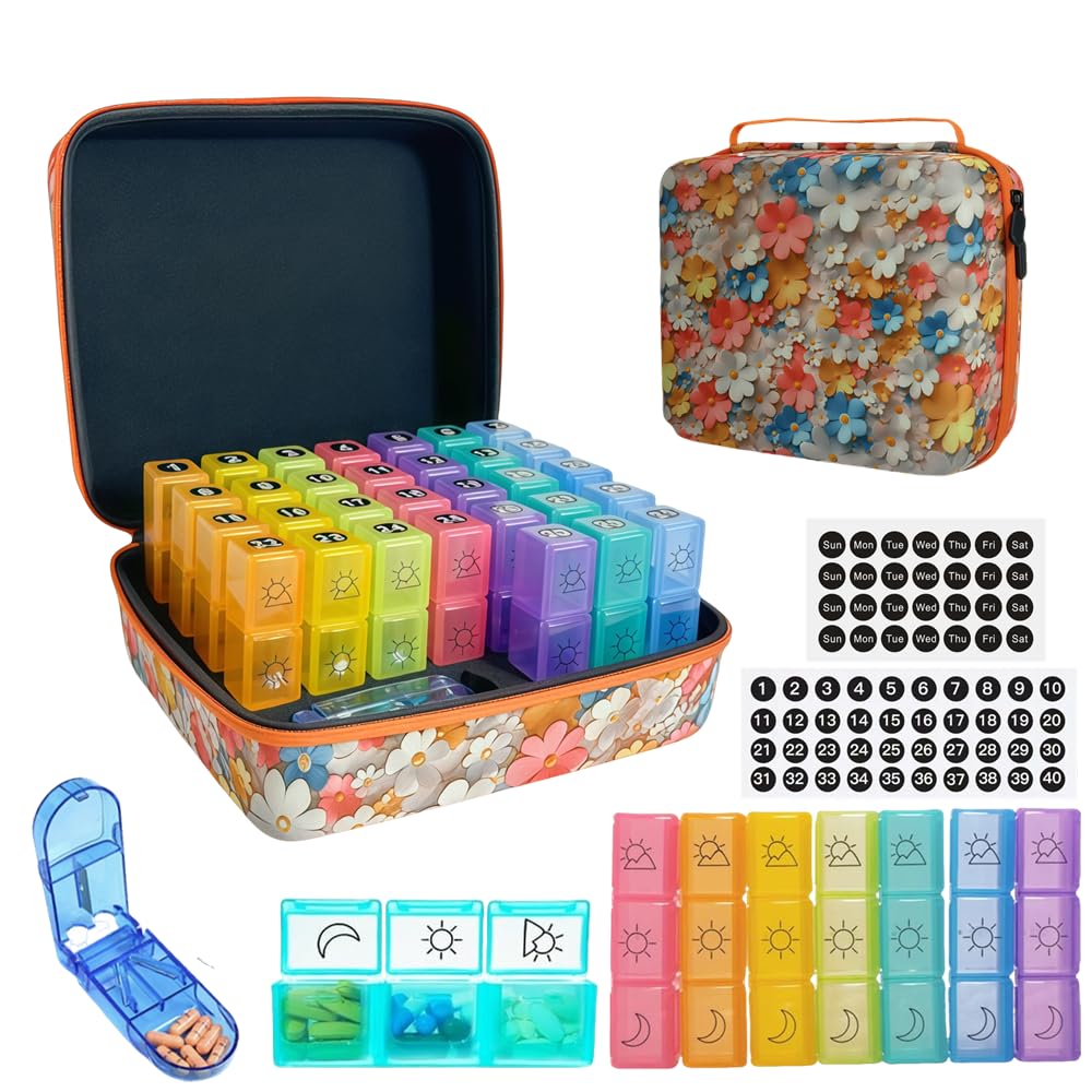 GZWENHAN monthly pill organizer with 31-day layout for easy daily planning