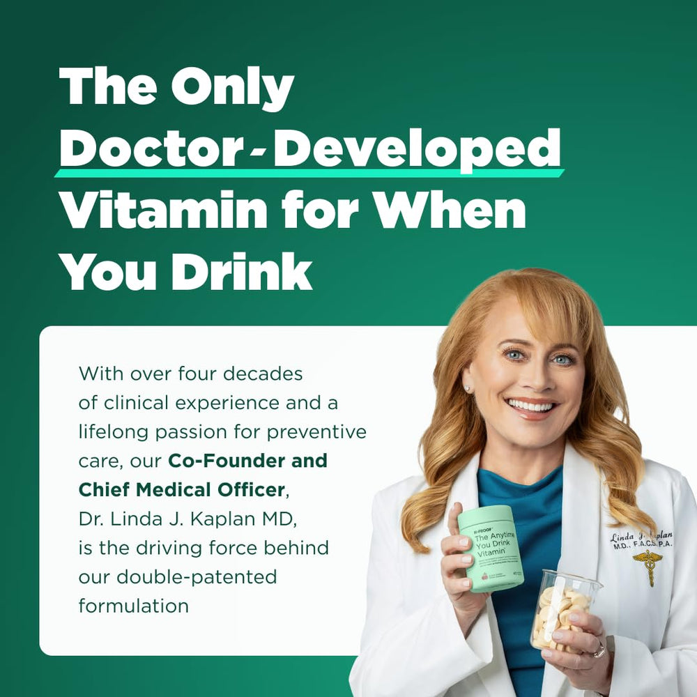 H-PROOF The Anytime You Drink Vitamin chewables shown for post-drink relief