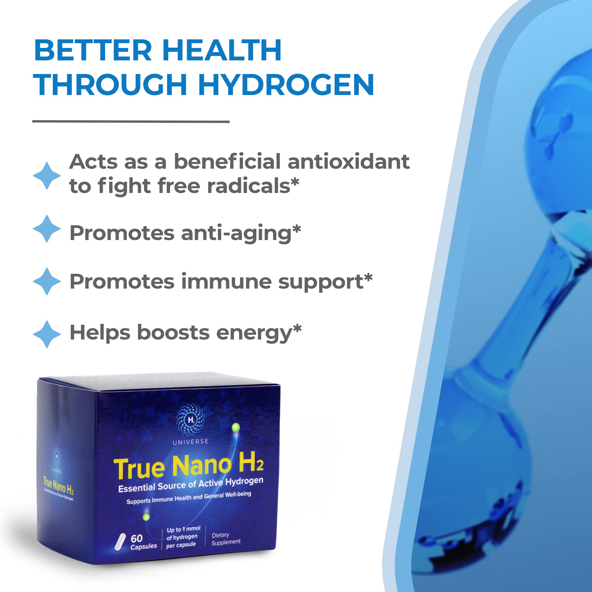 H2 Universe True Nano H2 bottle on desk ready for use.