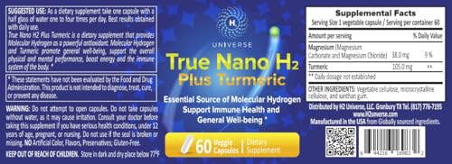 True Nano H2 Turmeric capsules ready for convenient daily use