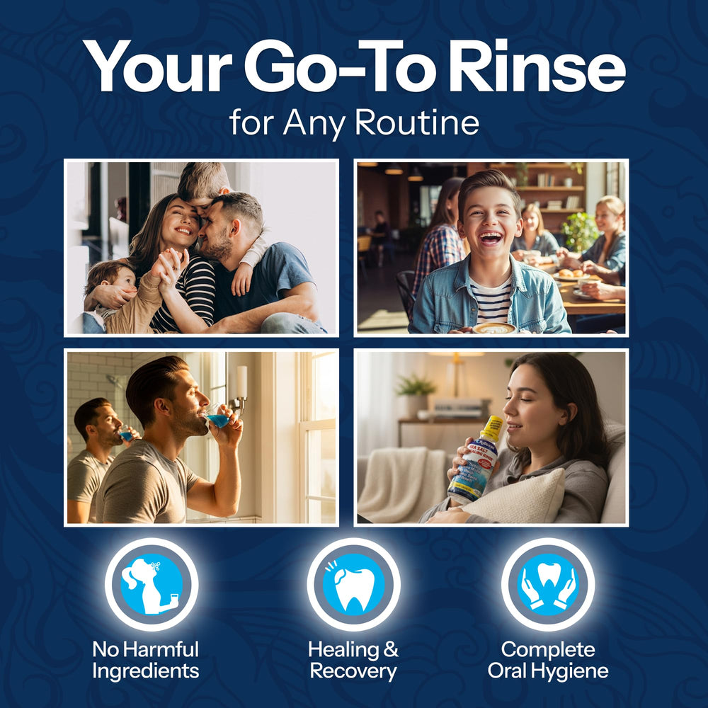 H2Ocean Healing Rinse label detail highlights xylitol and sea salt