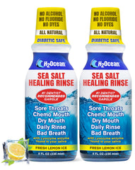 H2Ocean Healing Rinse Lemon Ice bottle front offering refreshment and alcohol-free care