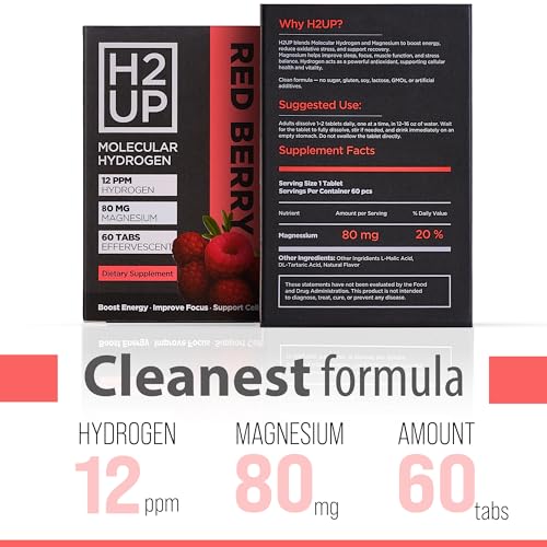 H2UP 12 PPM hydrogen concentration shown for flavor-free hydration.
