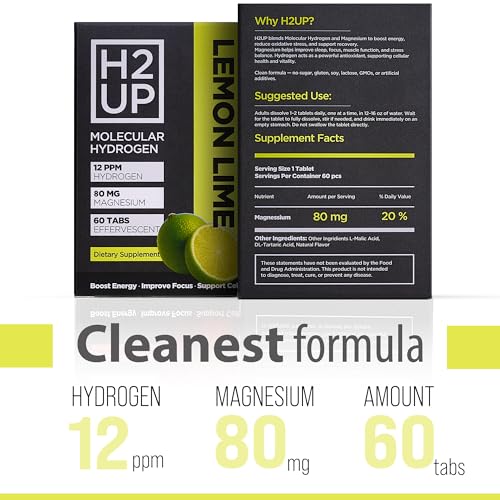 H2UP tablets dissolving in water to create hydrogen-rich water