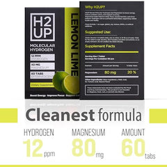 H2UP tablets dissolving in water to create hydrogen-rich water