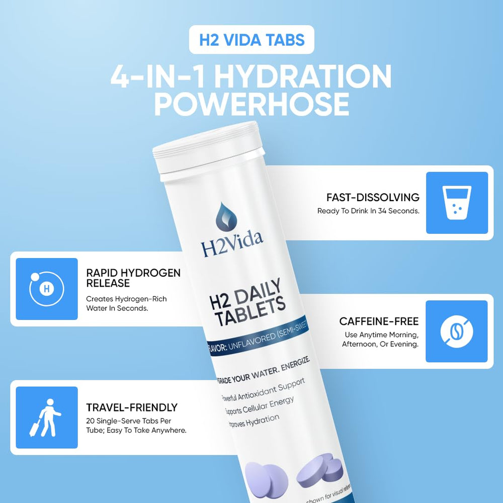 H2Vida hydrogen tablets support morning routines for alertness.