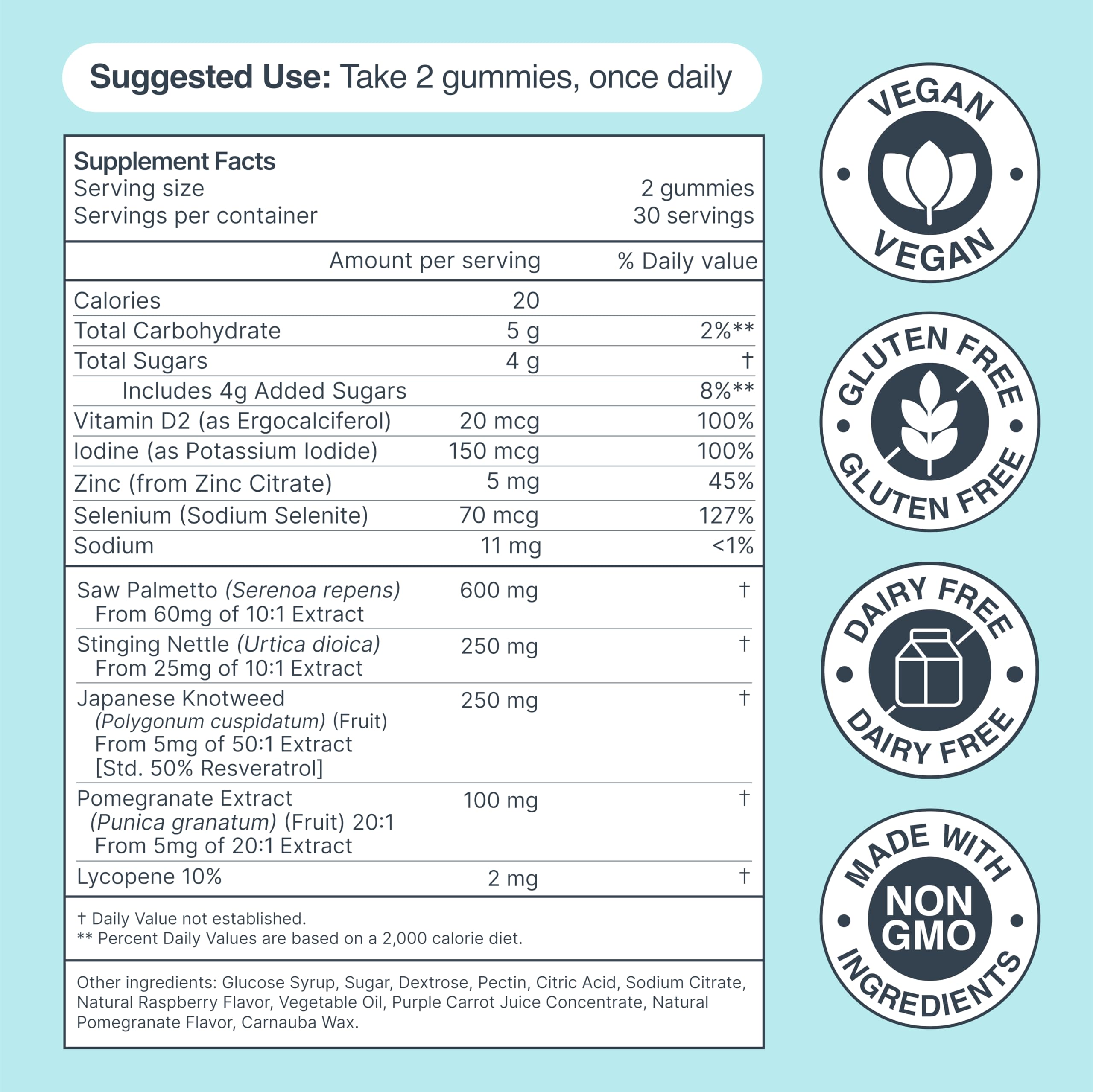 Habit + Habitat Prostate Shield Gummies label highlights raspberry and pomegranate flavor.