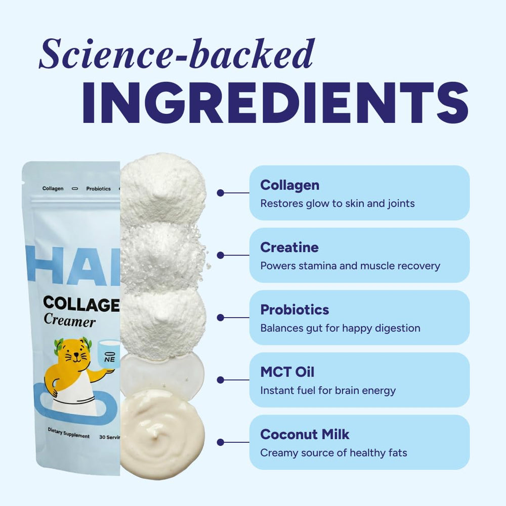 Powder bag of Habit One mushroom coffee showing 30 servings and US production