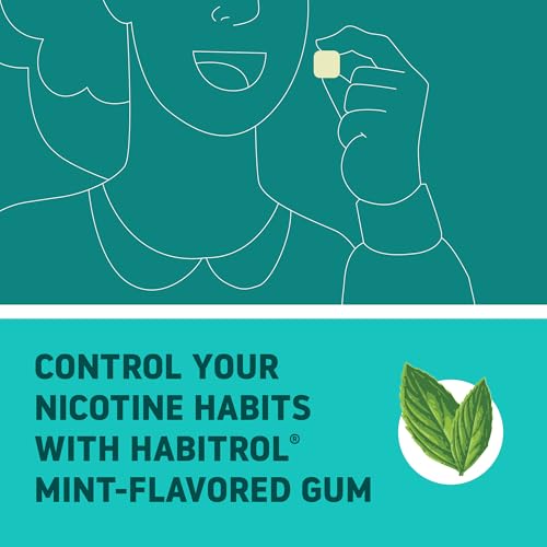 Habitrol 4 mg mint gum pieces close-up showing refreshing flavor.