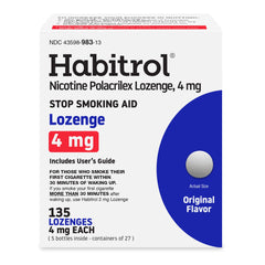Habitrol nicotine lozenges 4 mg original flavor 135-count bottle offering discreet cravings relief