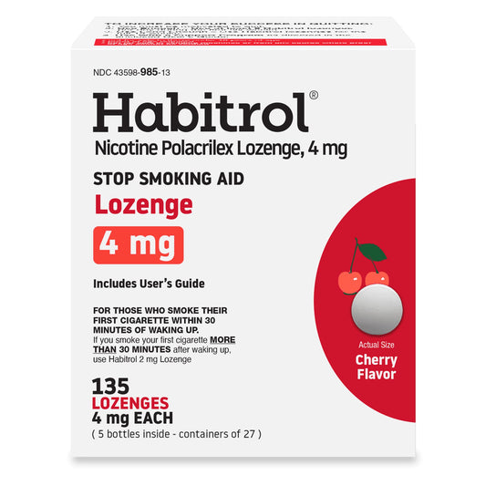 Habitrol cherry bottle shows the 135-count quit-support packaging.