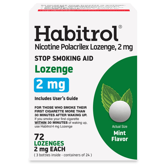 Habitrol nicotine lozenges pack shot highlights discreet quit aid for on-the-go use