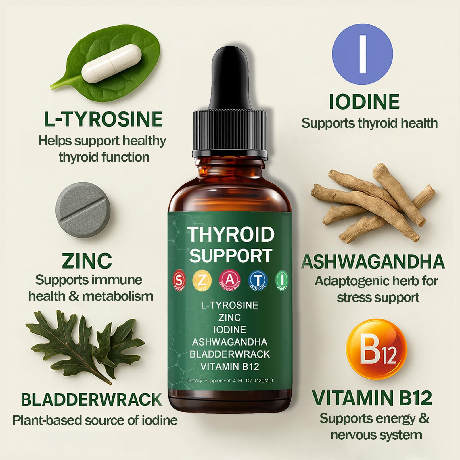 HABOHUSE Kindled Thyroid Drops liquid formula in bottle for easy daily use.