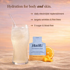 HackU Hydration Packets Lemon Lime dissolving in a glass for refreshing, sugar-free hydration