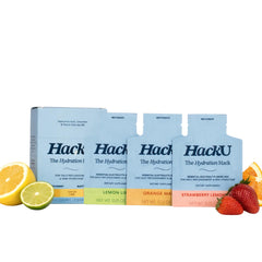 HackU sugar-free electrolyte variety pack setup for daily hydration.