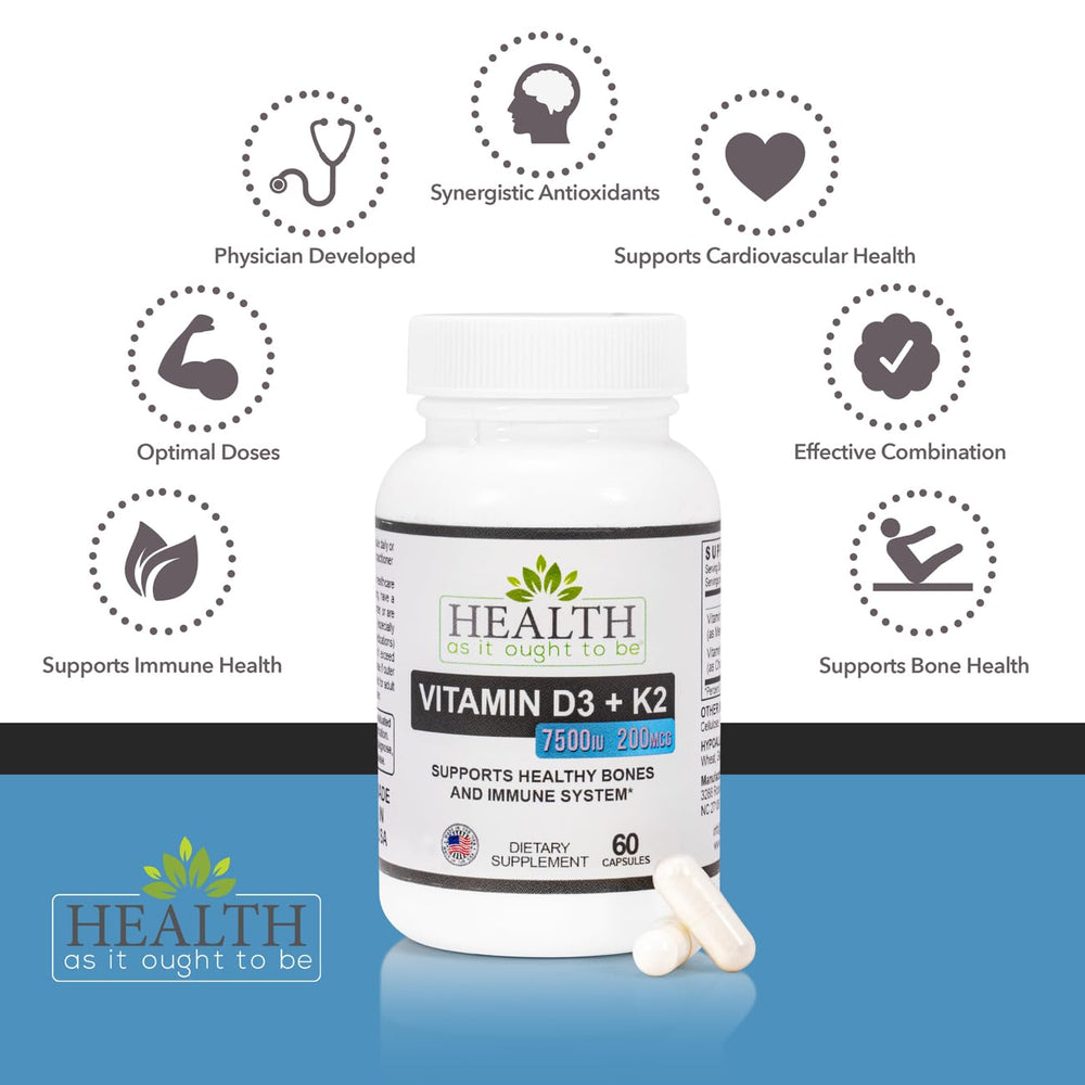 Health As It Ought To Be Haiotb D3+K2 label closeup shows potency.
