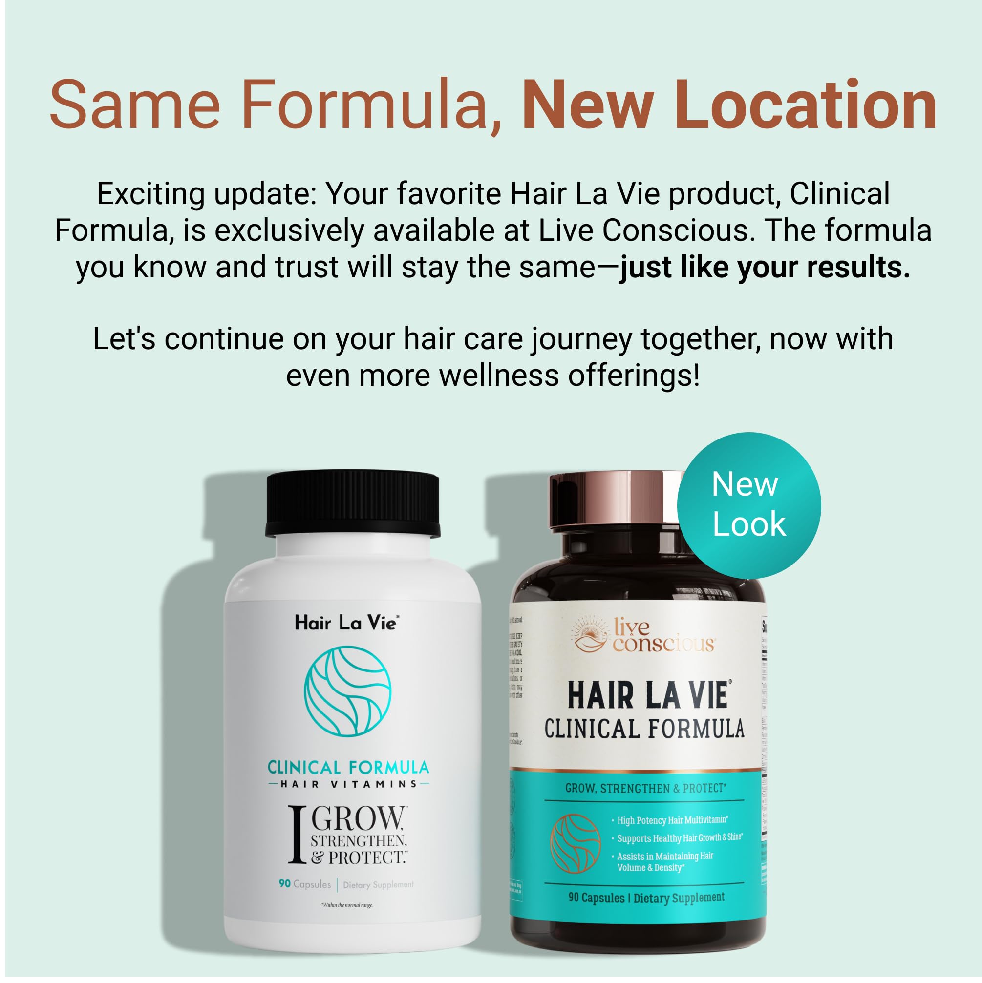 Hair La Vie Clinical Formula capsules arrangement highlighting biotin and collagen