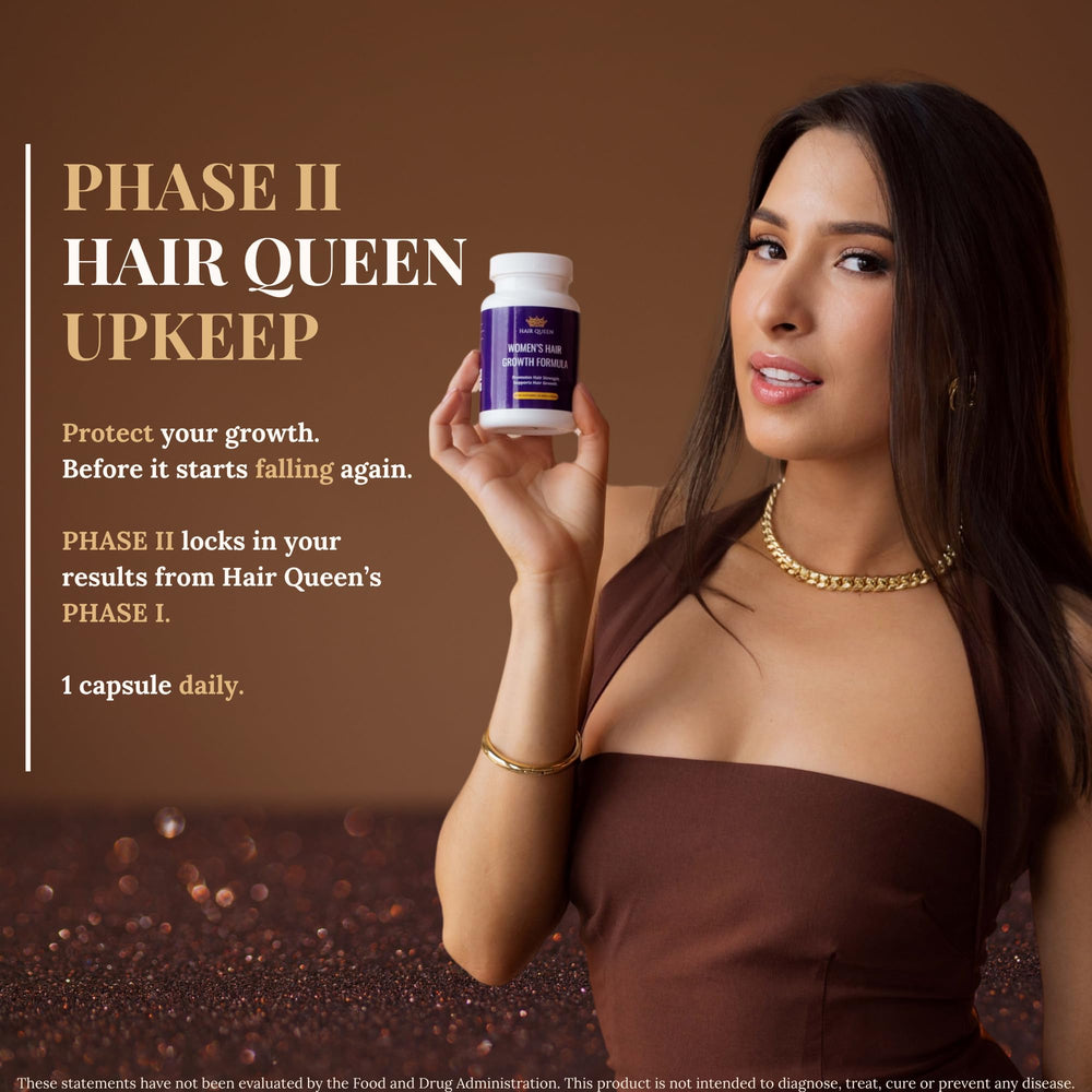 Hair Queen Upkeep bottle cap close-up showing gentle Ferrochel iron for daily nourishment.