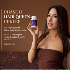 Hair Queen Upkeep bottle cap close-up showing gentle Ferrochel iron for daily nourishment.