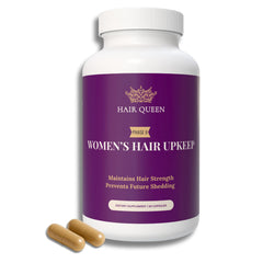 Hair Queen Upkeep bottle front with clear label for daily hair health support.