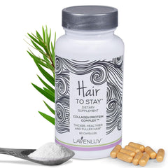 Hair to Stay bottle with 60 capsules for daily hair support.