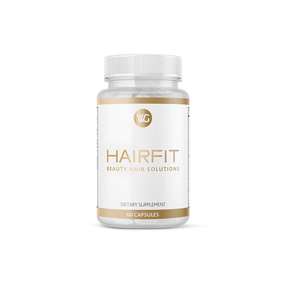 HAIRFIT vitamins bottle front view highlighting nourishment and potential growth for hair.