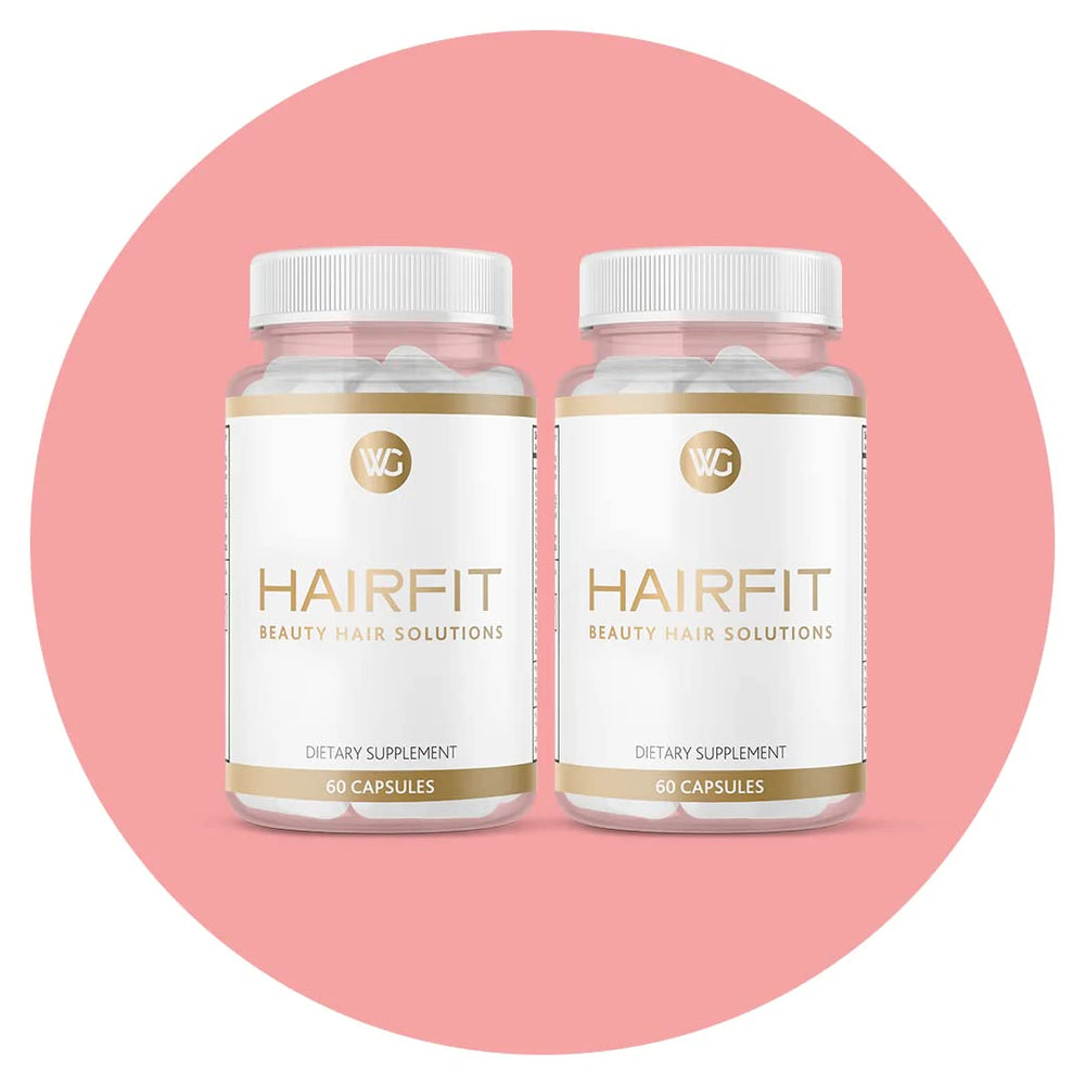 HAIRFIT vitamins bottle side view illustrating convenient daily use.