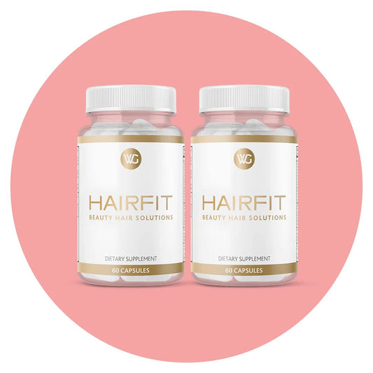 HAIRFIT vitamins bottle side view illustrating convenient daily use.