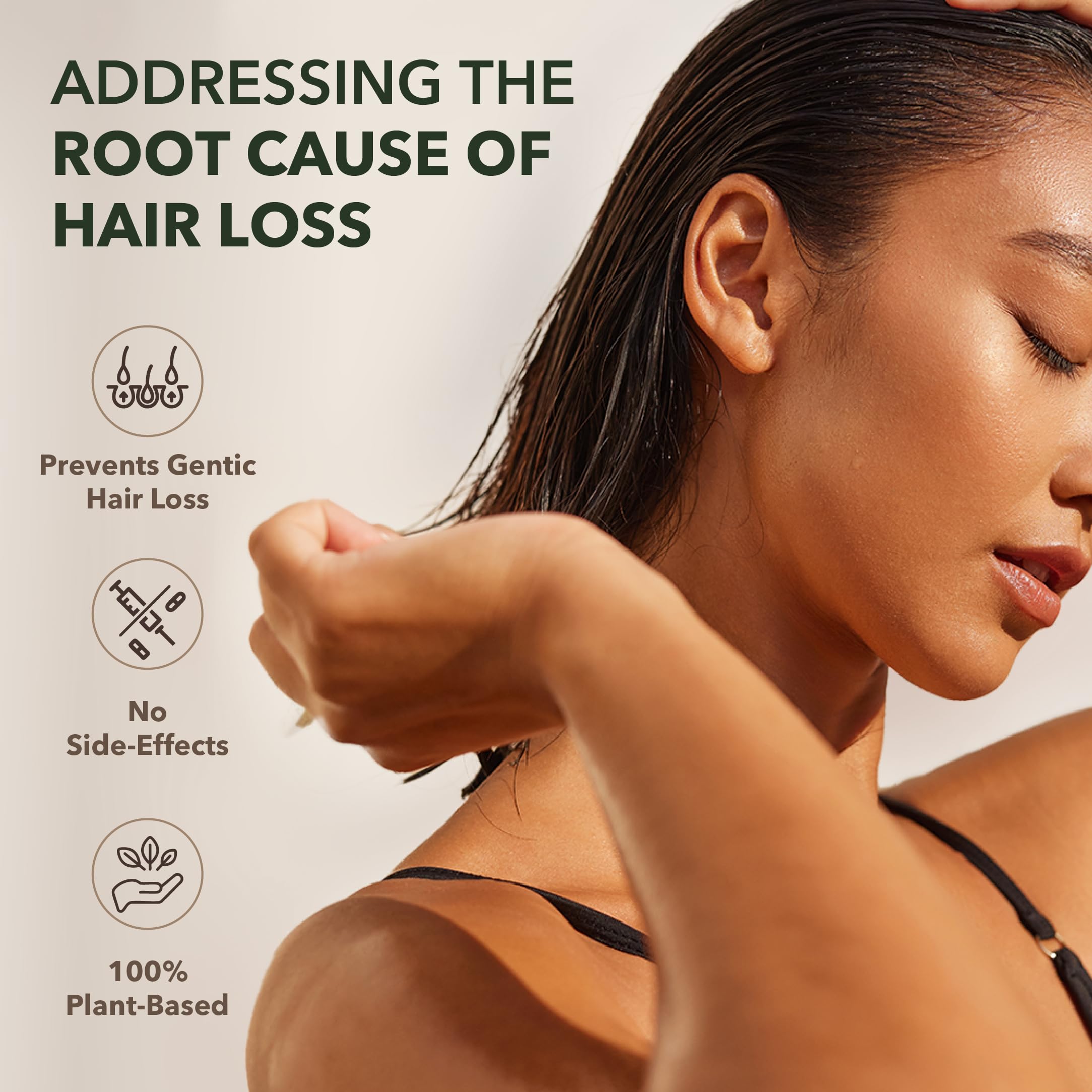 HairSmart DHT Blocker capsules close-up shows natural plant-based ingredients.