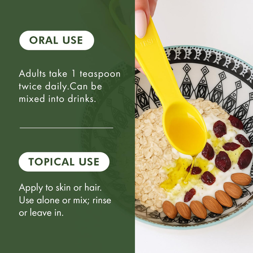 HalalEveryDay Black Seed Oil added to smoothie for subtle nutrition.
