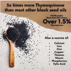 HalalEveryDay Organic Black Seed Oil packaging box highlights certification.