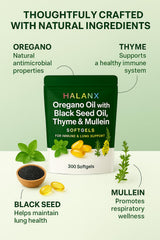 Halanx Oil of Oregano Softgels capsules close-up with texture ideal for daily intake.