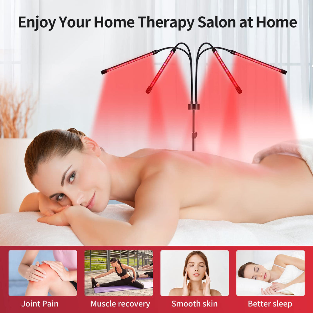 Halbeira red light therapy stand enables adjustable height for versatile positioning.