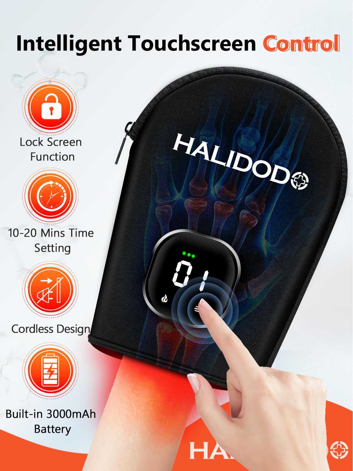 HALIDODO glove charging port and compact battery visible for mobility