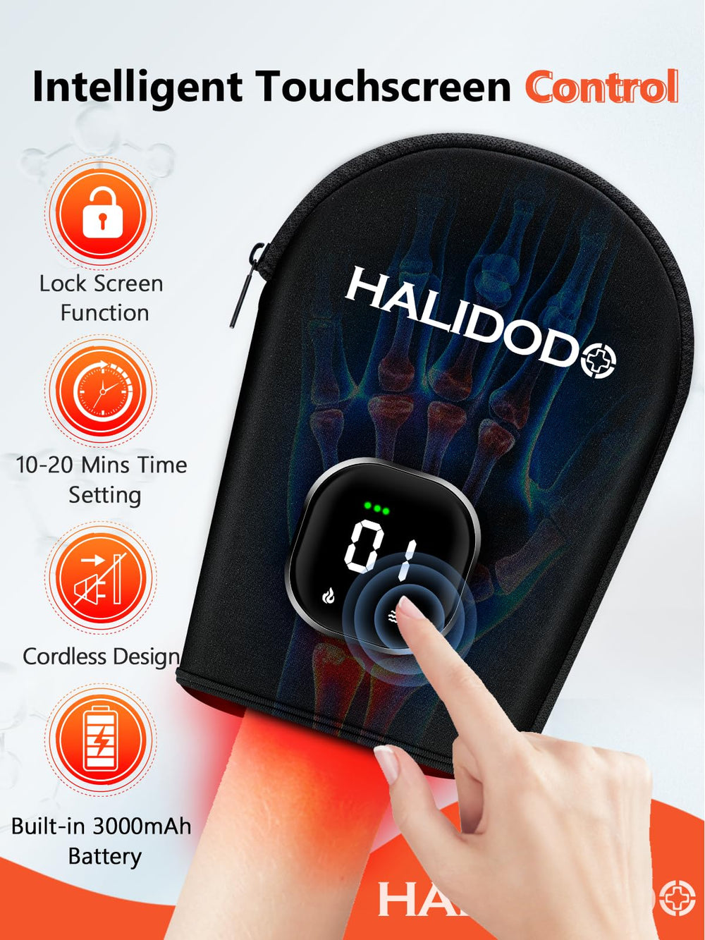 HALIDODO glove charging port and compact battery visible for mobility